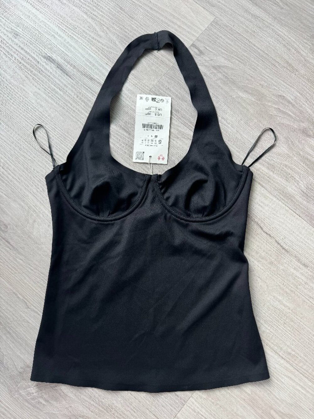 Zara Black Underwire Bustier Halter Top NWT S